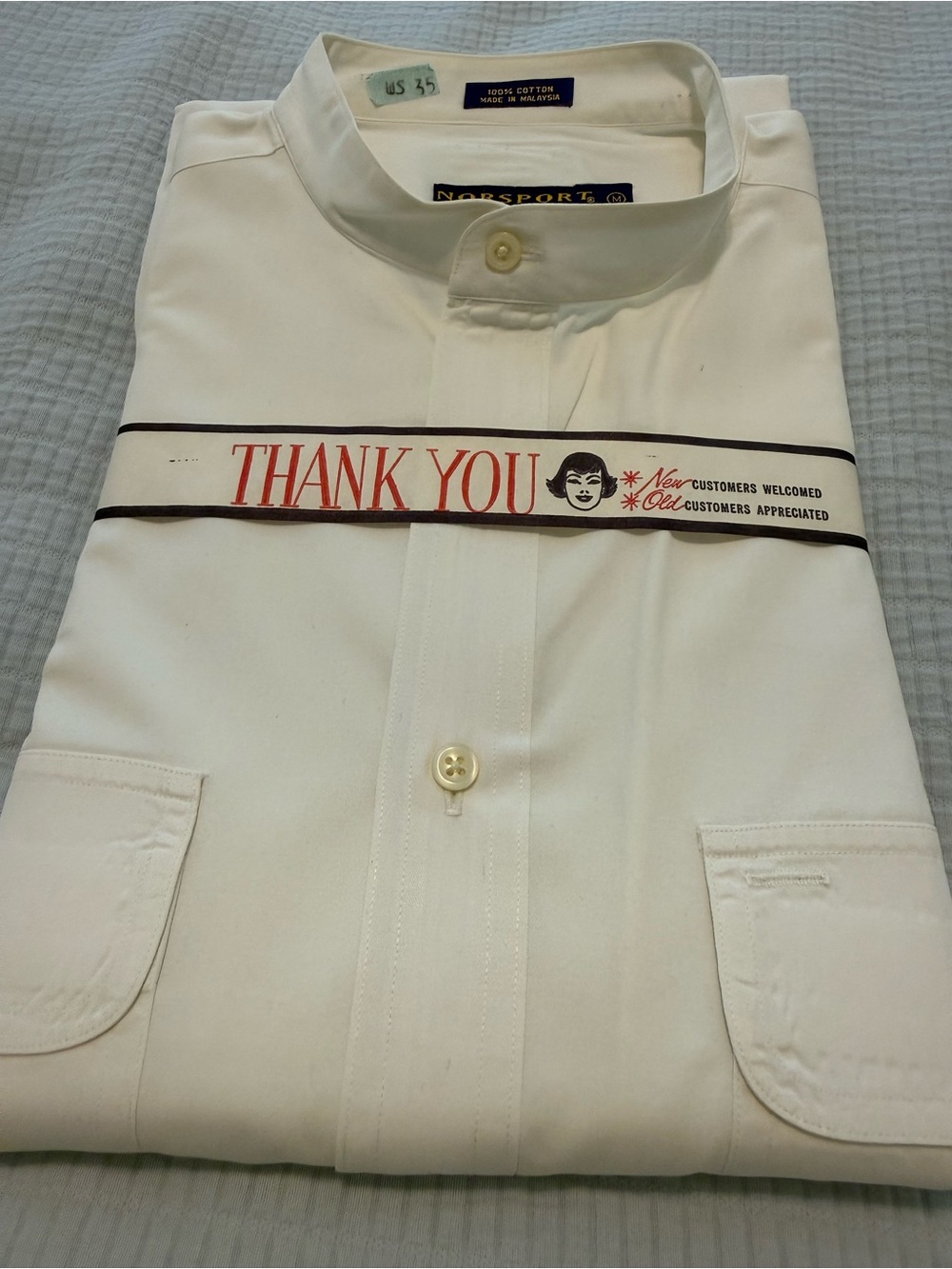 Men's White Button-Down Shirt with Mandarin Collar -